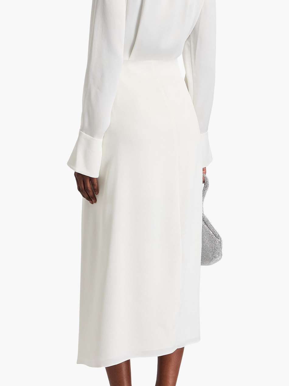 samba wrap-effect draped crepe-satin midi shirt dress