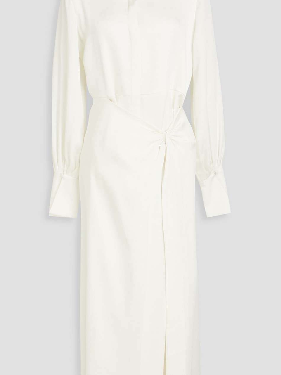 samba wrap-effect draped crepe-satin midi shirt dress