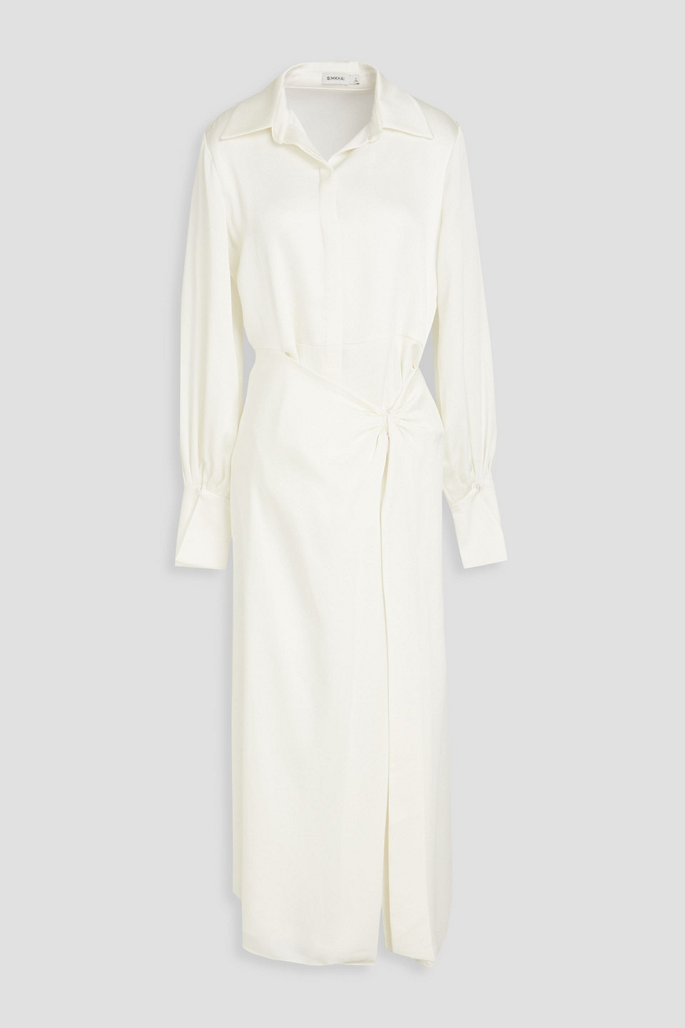 Simkhai Samba Wrap-effect Draped Crepe-satin Midi Shirt Dress In Ivory