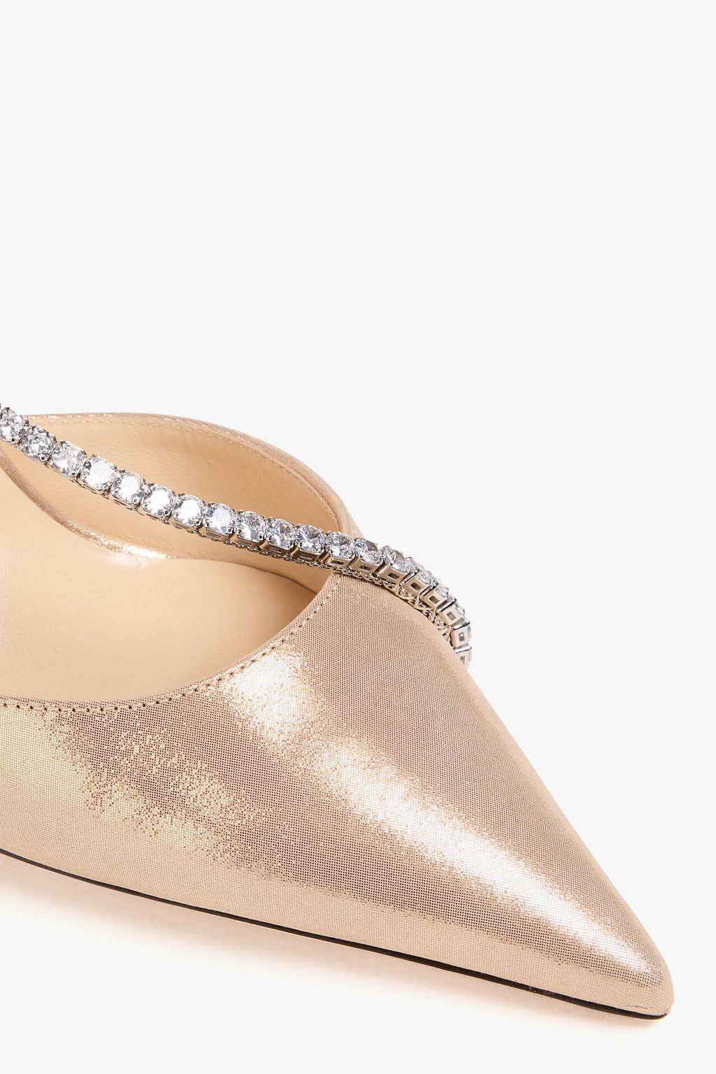 JIMMY CHOO حذاء بامب Talika من الجلد بلون معدني ومزين بالكريستال