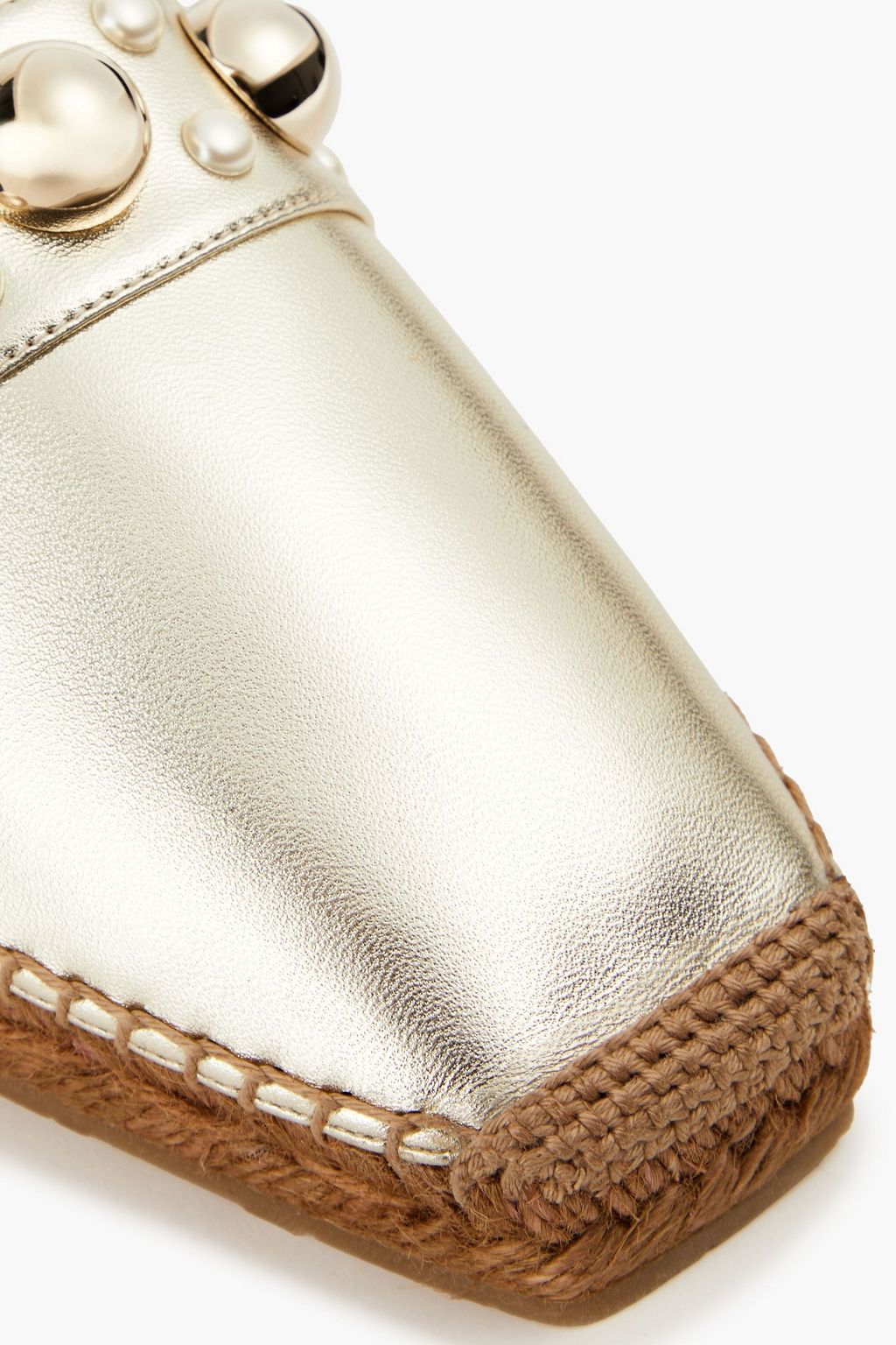 JIMMY CHOO Dru Espadrilles aus Metallic-Leder mit Verzierung