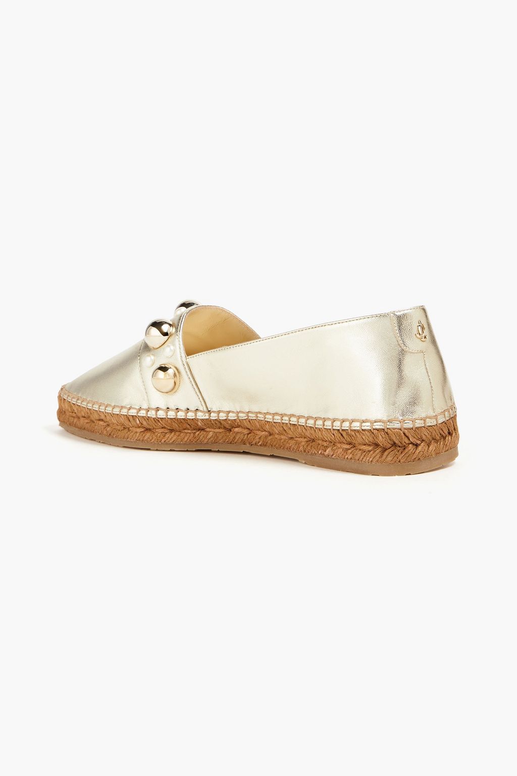 JIMMY CHOO Dru Espadrilles aus Metallic-Leder mit Verzierung