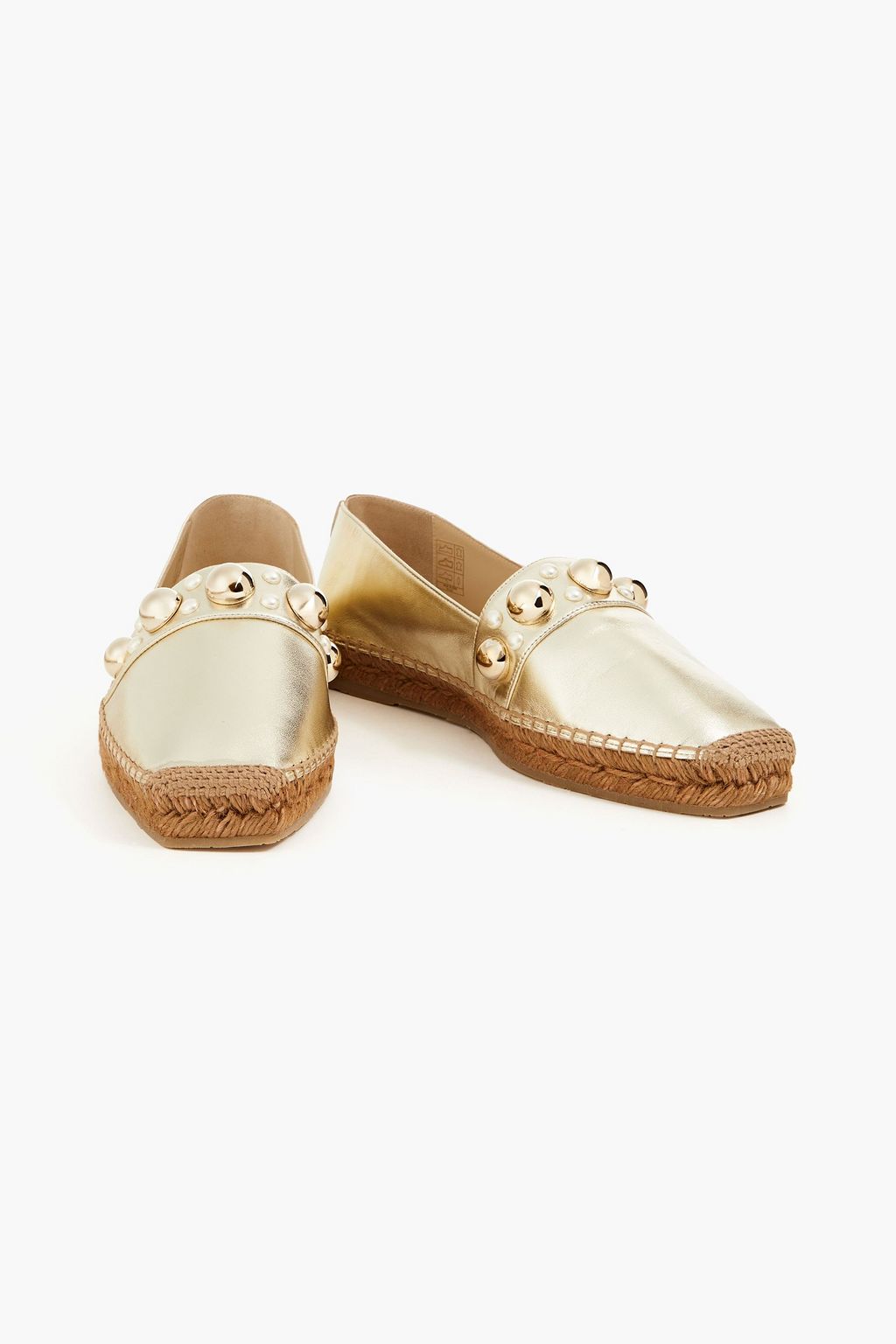 JIMMY CHOO Dru Espadrilles aus Metallic-Leder mit Verzierung