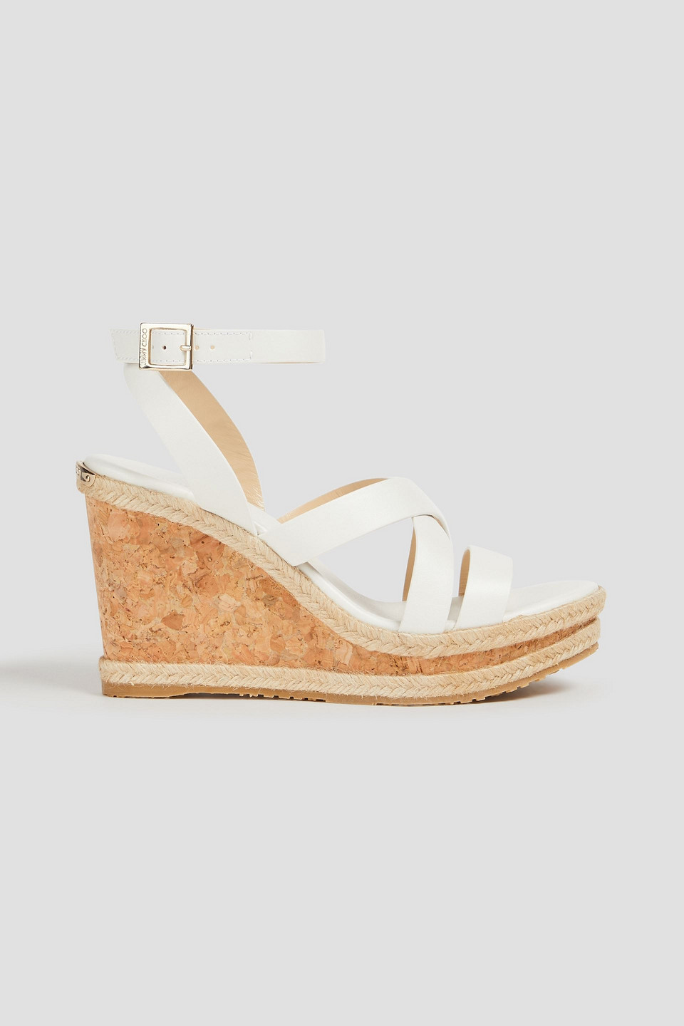JIMMY CHOO PRISMA 100 LEATHER ESPADRILLE WEDGES