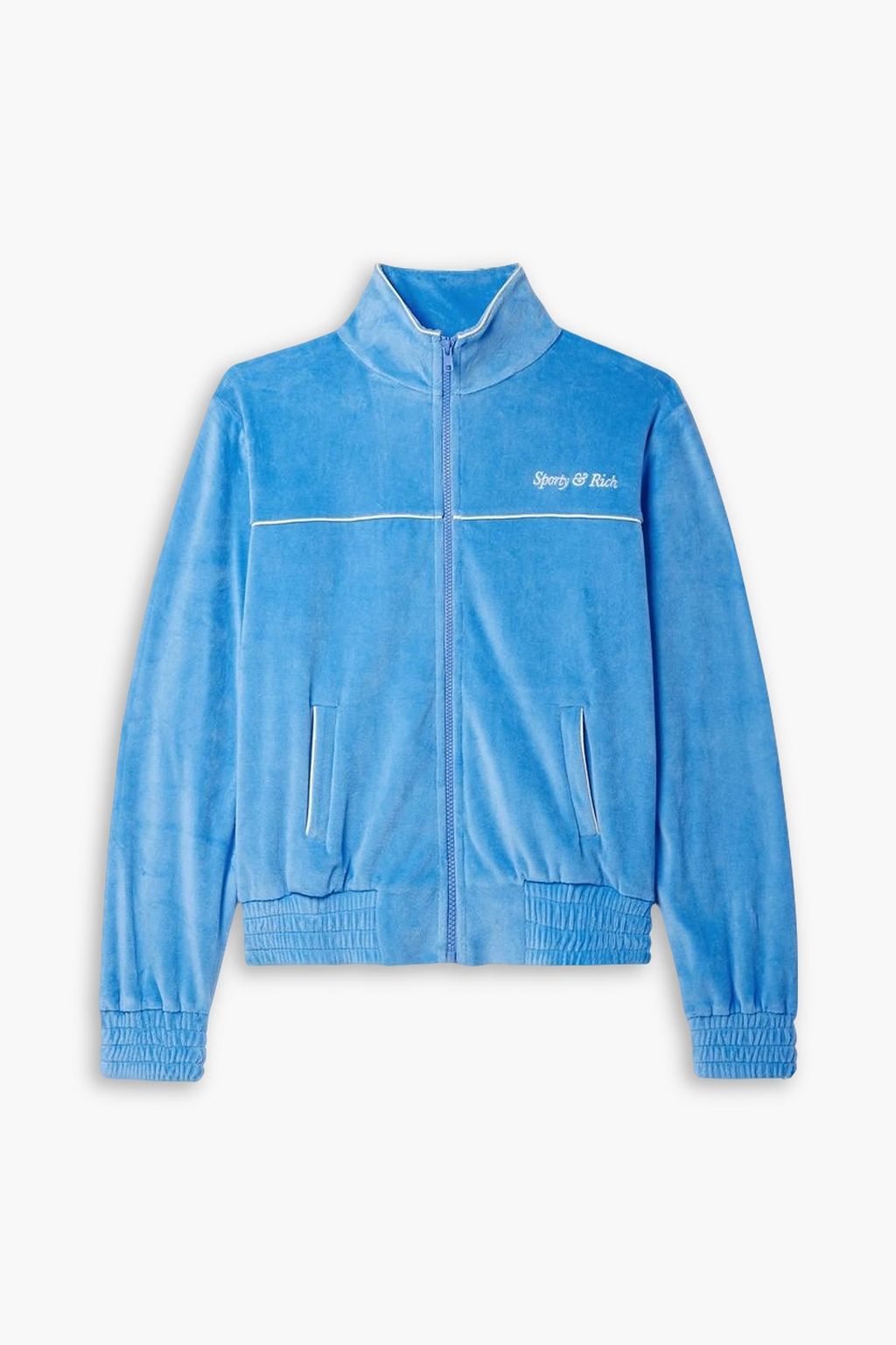 SPORTY & RICH Embroidered cotton-velour track jacket | THE OUTNET