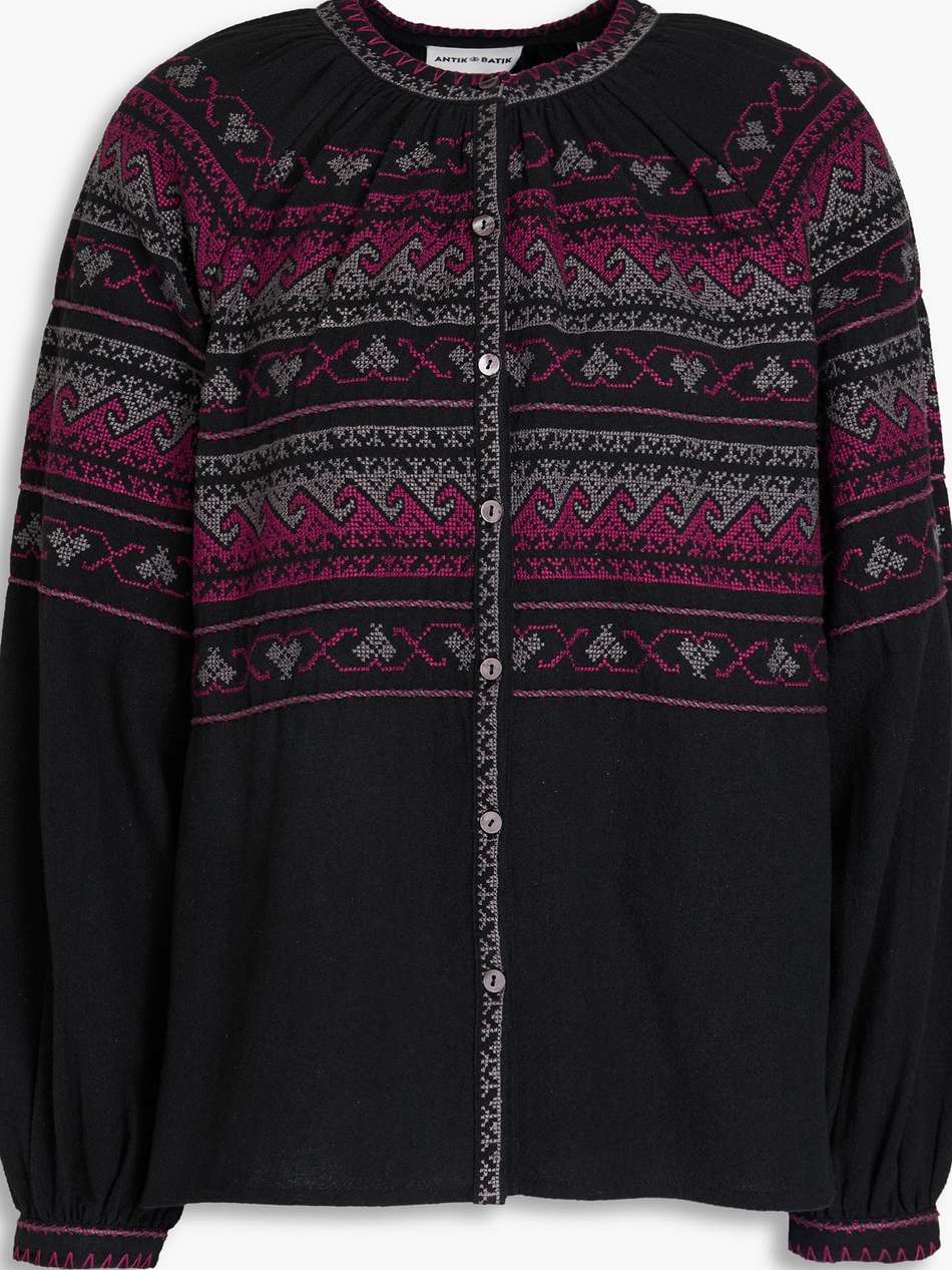 luna embroidered cotton blouse