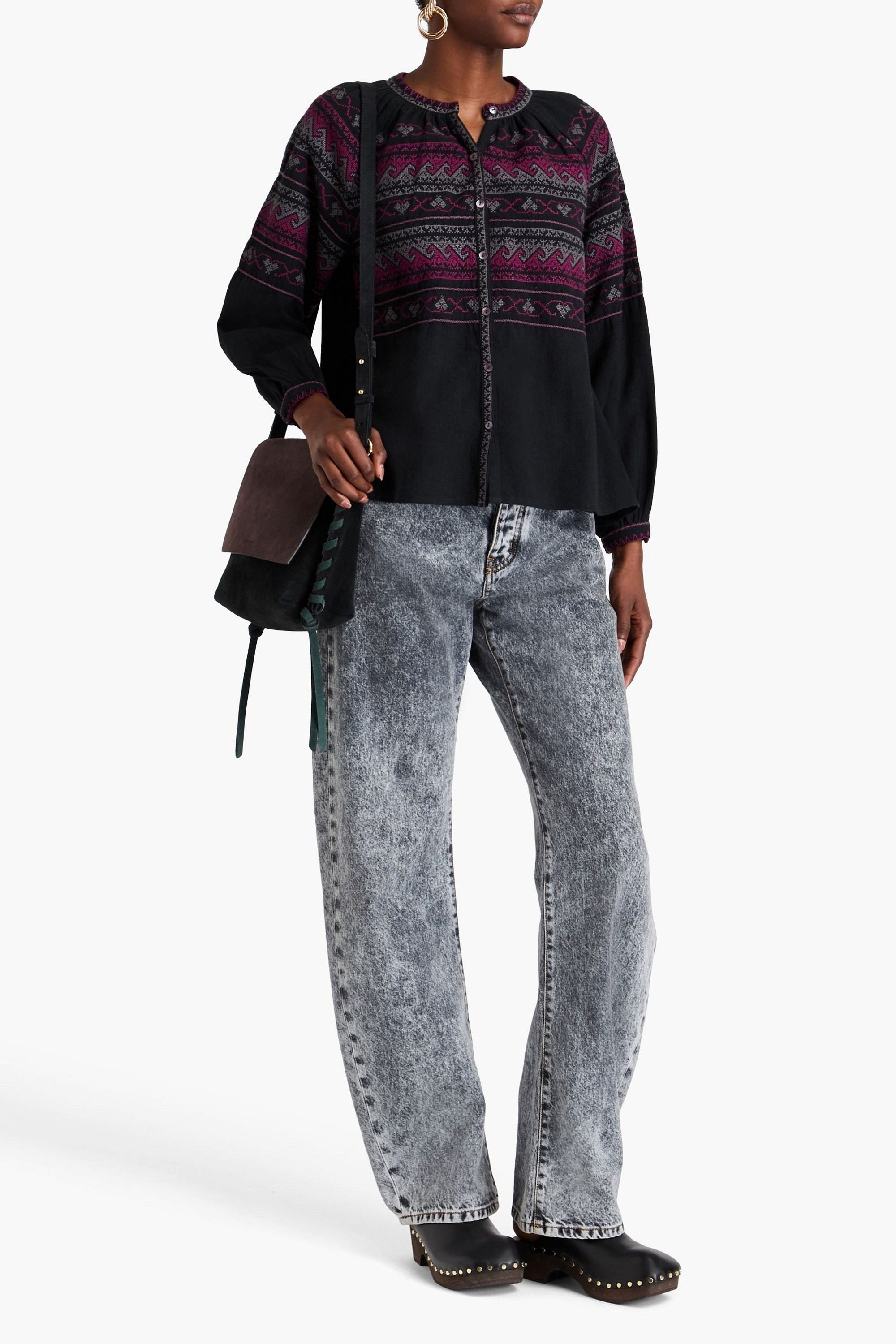 Antik Batik Luna embroidered cotton blouse