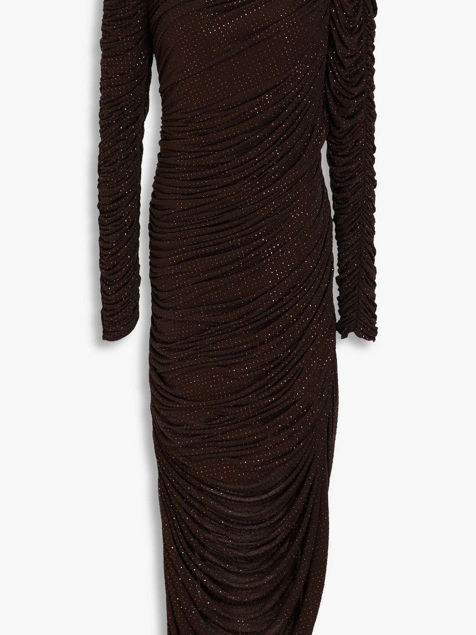 sanders crystal-embellished ruched jersey maxi dress