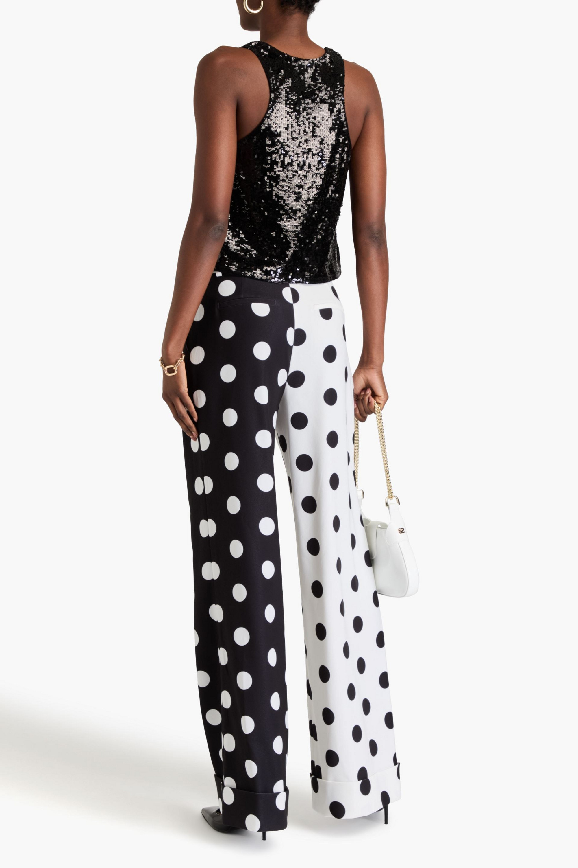 alice + olivia Avril sequined mesh top thumbnail