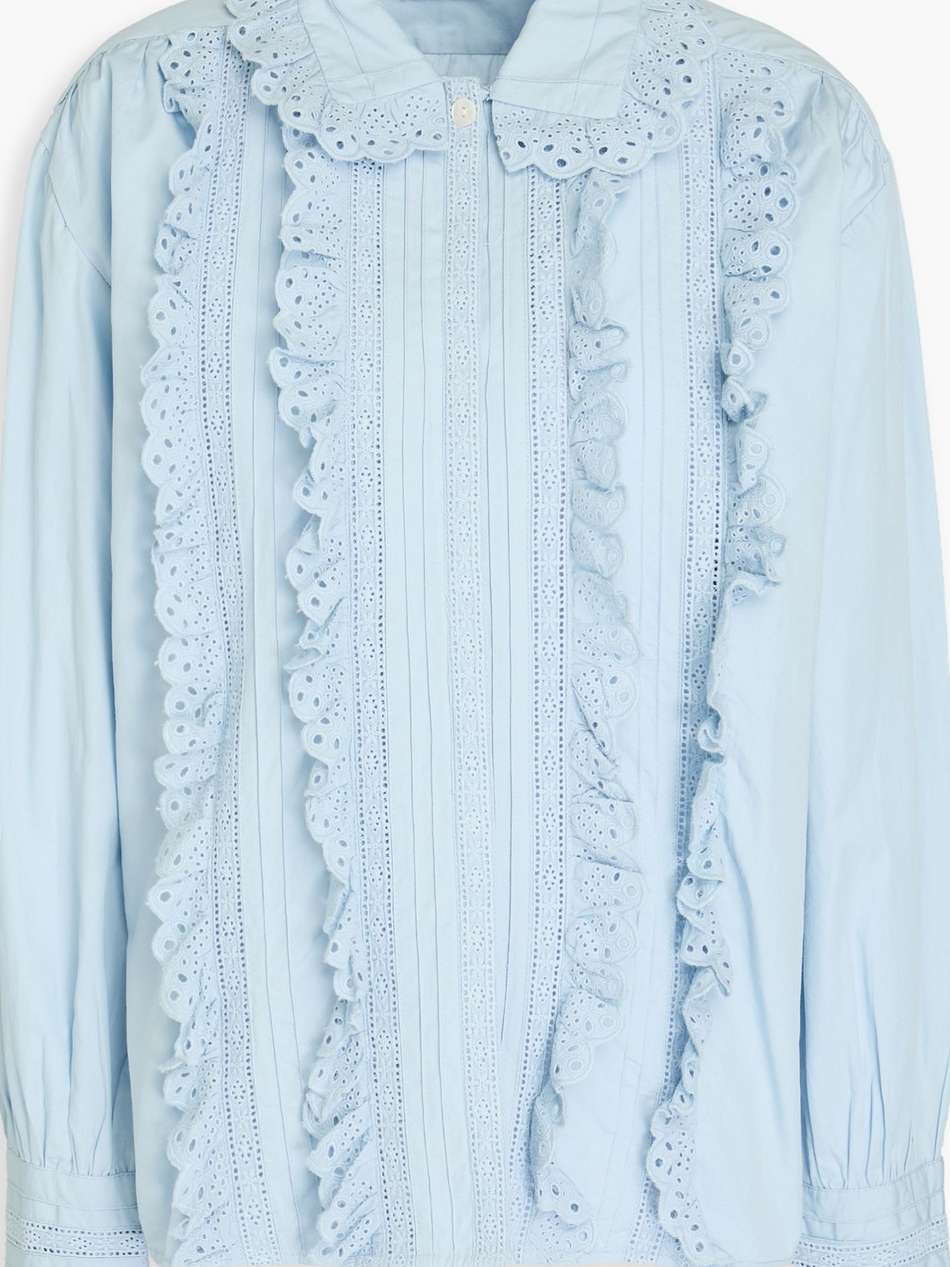 diane ruffled broderie anglaise-trimmed cotton-poplin blouse