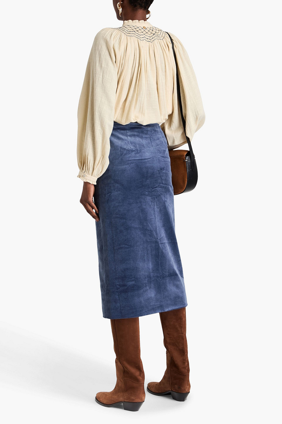 Antik Batik Daya Smocked Cotton-gauze Blouse In Beige