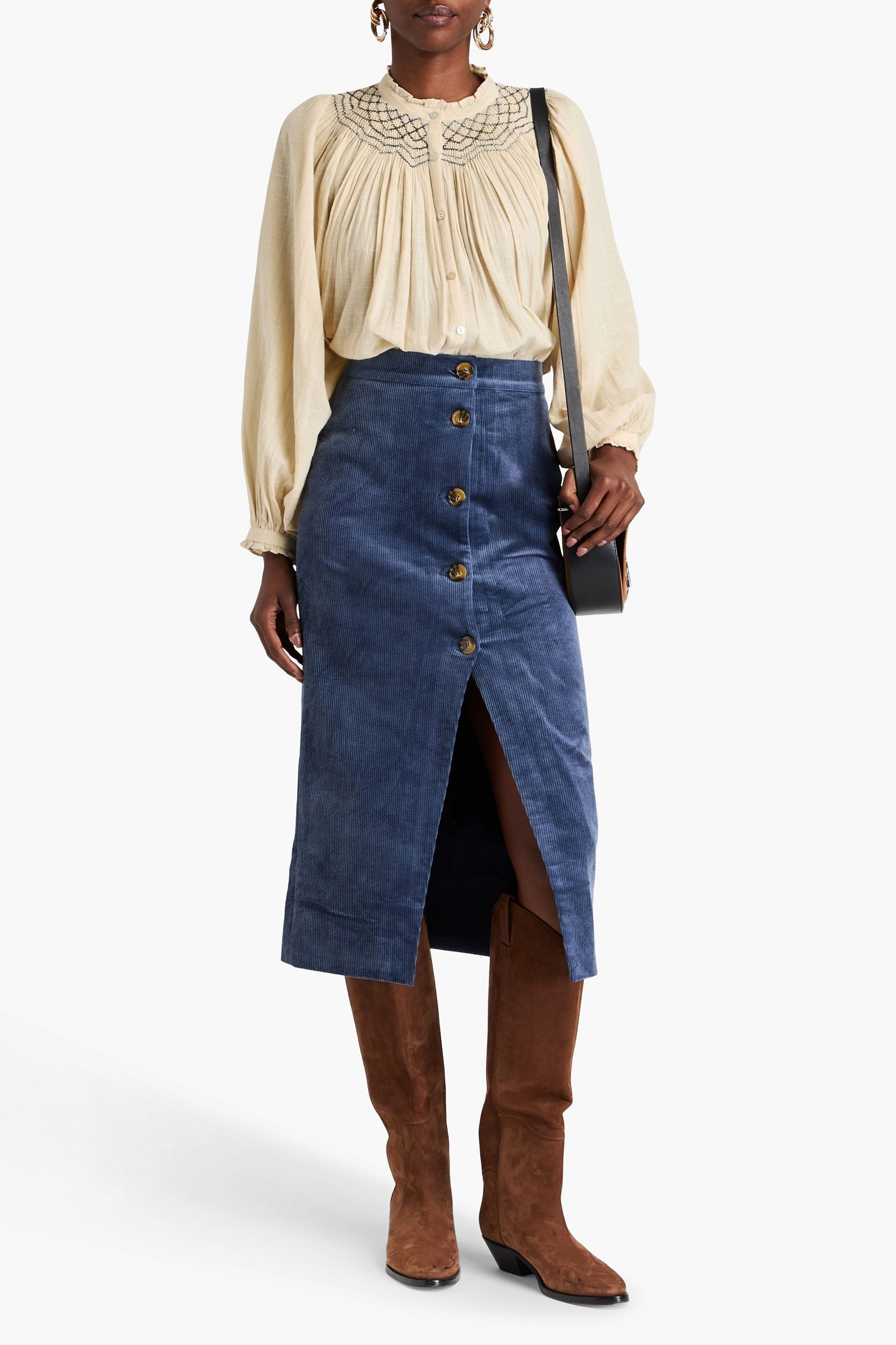 Antik Batik Daya smocked cotton-gauze blouse