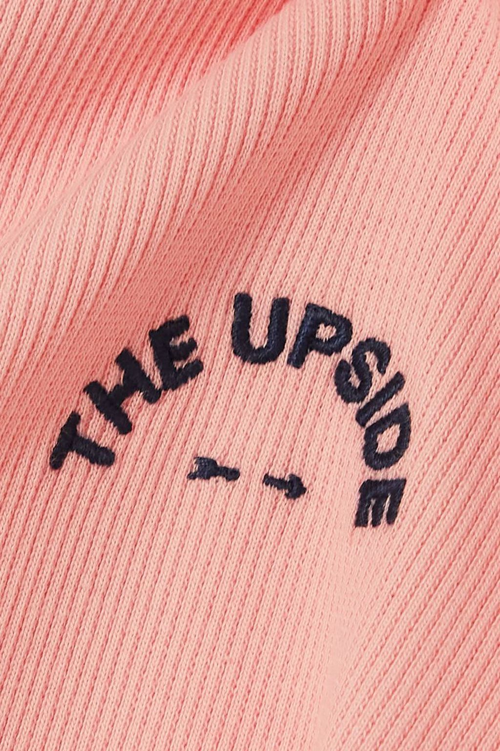 THE UPSIDE 크리시 자수 골지 스트레치 오가닉 코튼 탑
