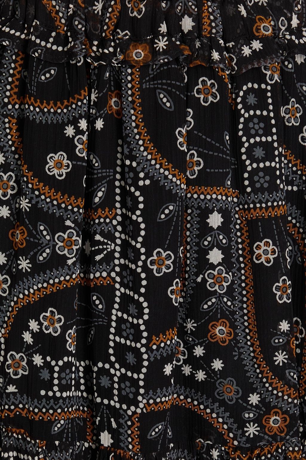 ANTIK BATIK تنورة قصيرة «إيلي» من الكريبون بكشاكش ومزينة بطبعة الأزهار