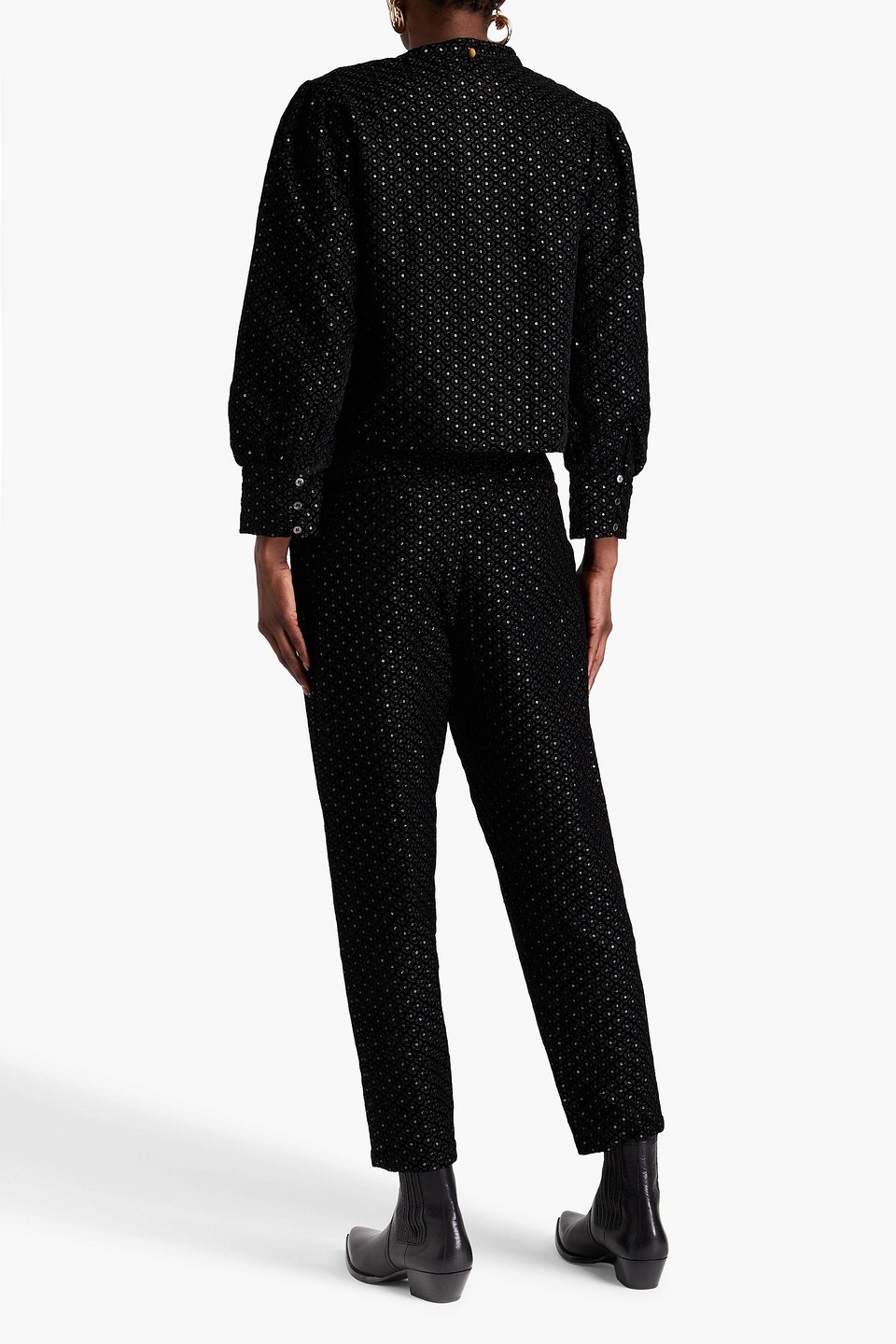 Antik Batik Talido Embellished Velvet Blouse In Black
