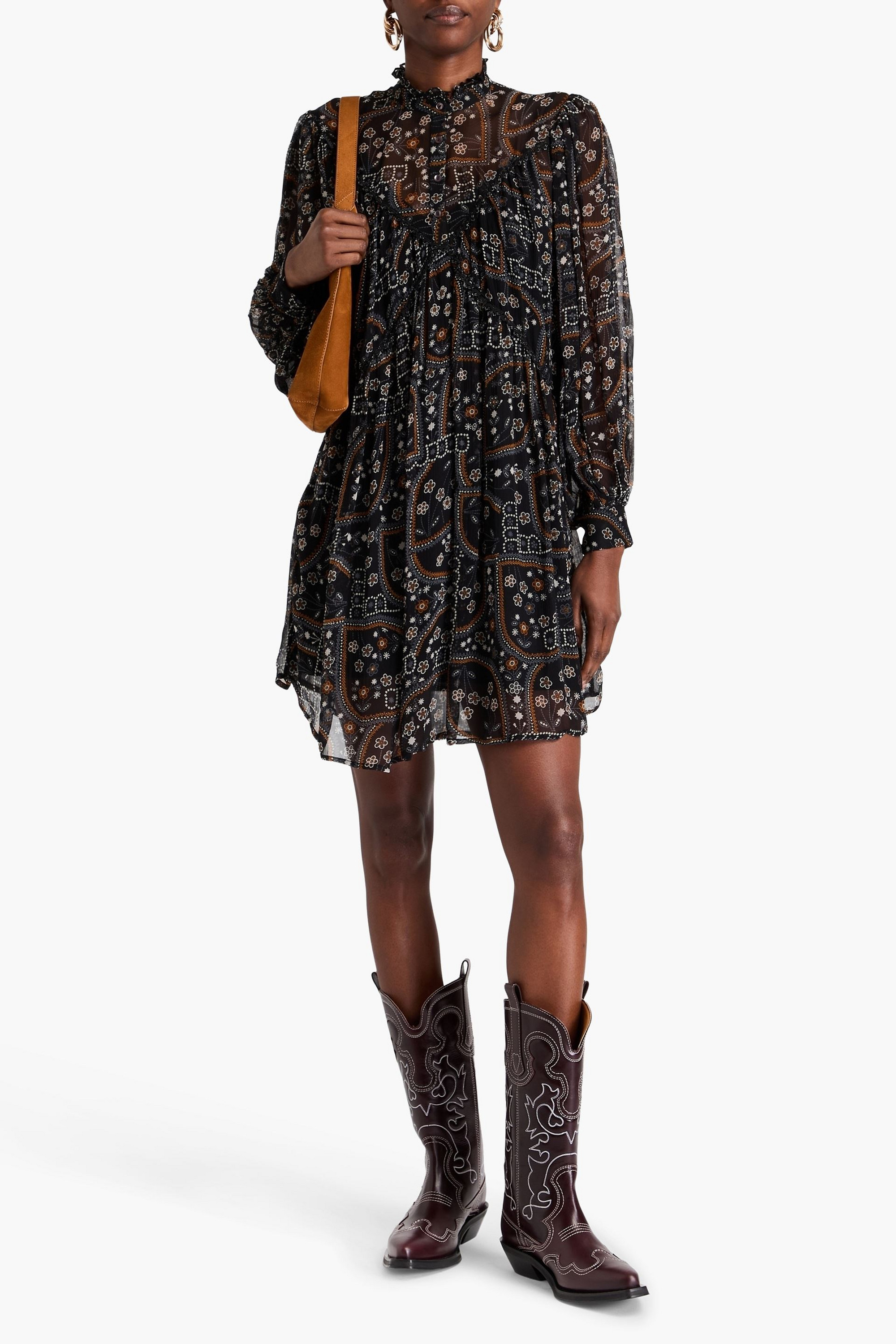 Antik Batik Elie bead-embellished floral-print chiffon mini dress