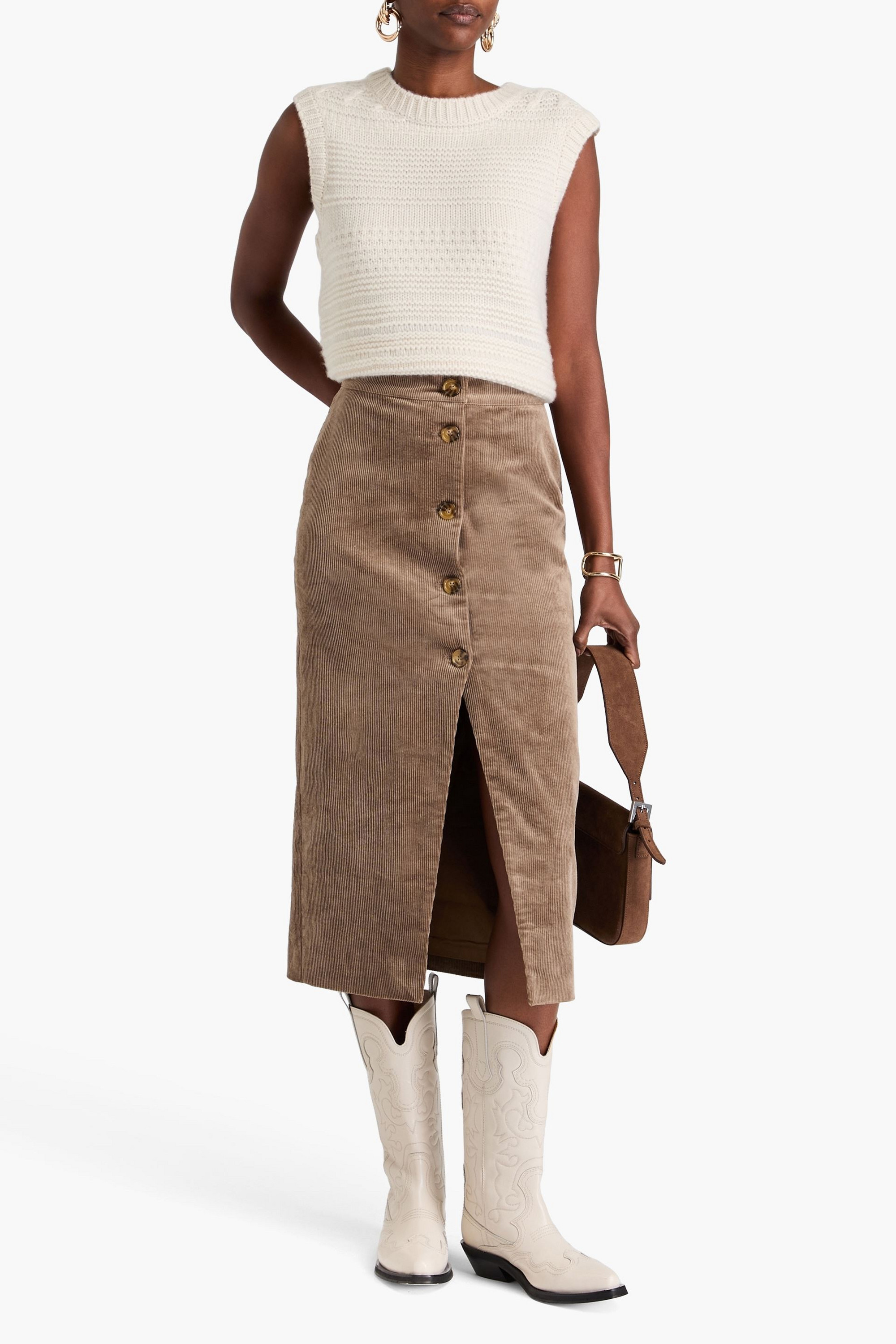 Antik Batik Tilda cotton-blend corduroy midi skirt