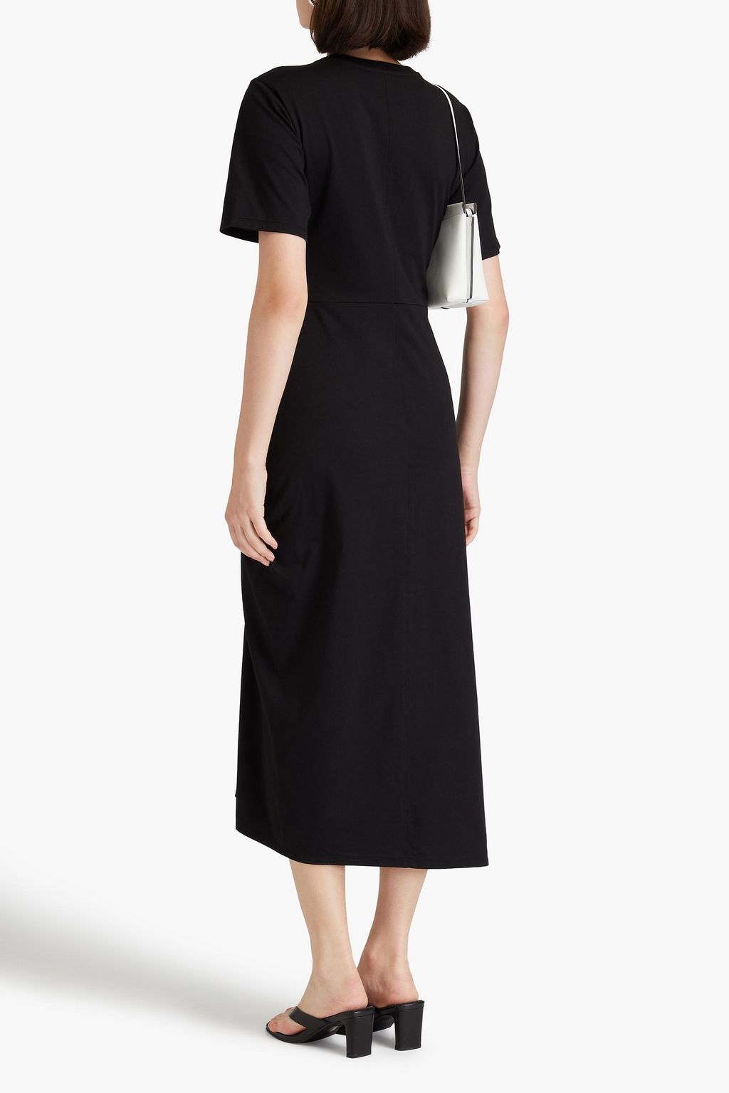 FRAME Ruched cotton-jersey midi dress