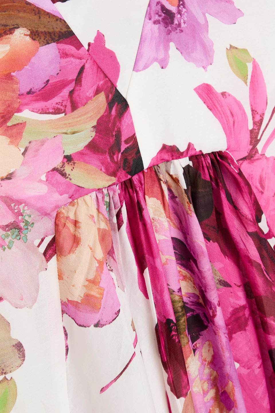 Nicholas Noemi Floral-print Cotton And Silk-blend Mousseline Maxi Dress In White