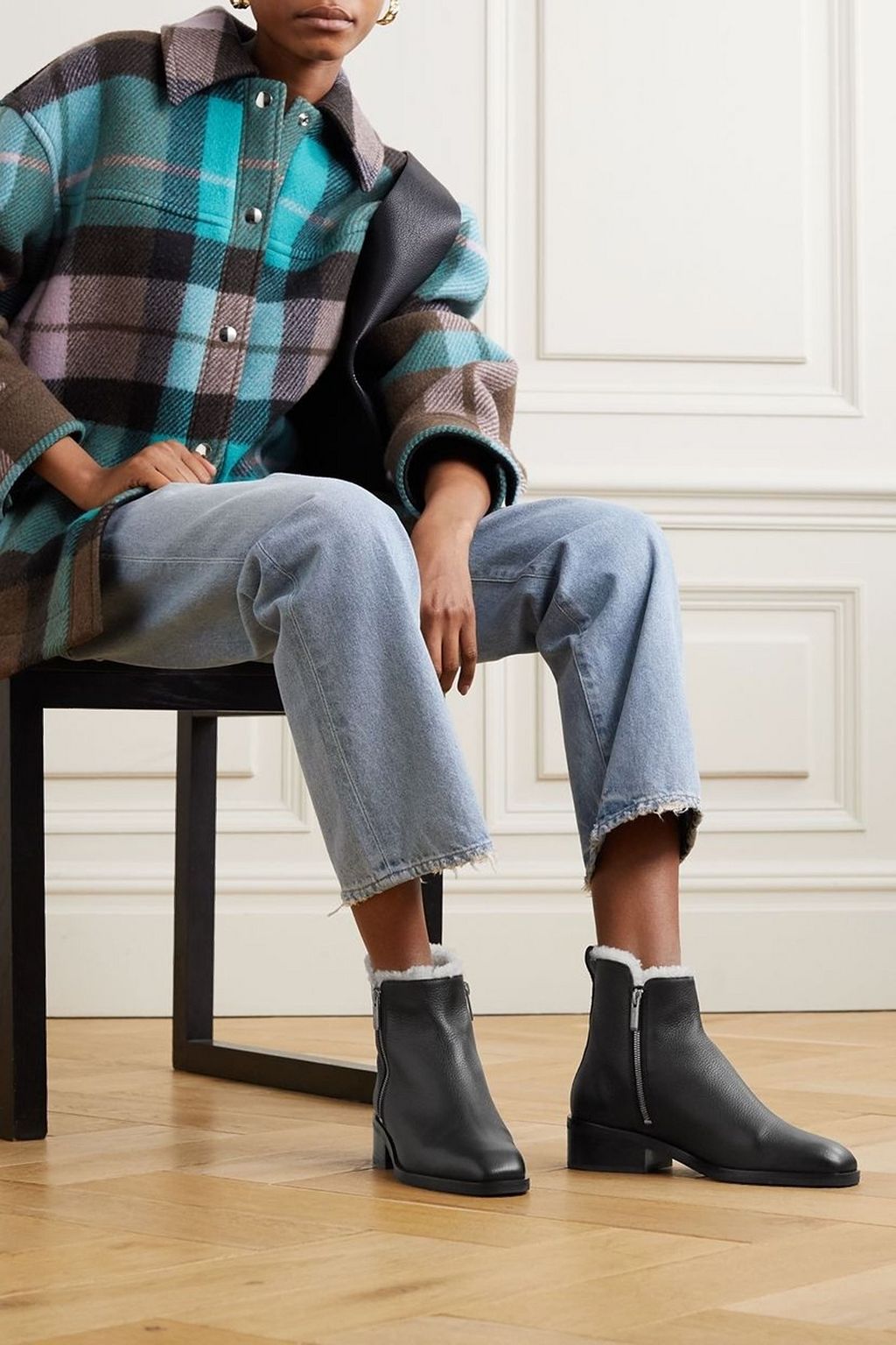 3.1 PHILLIP LIM Alexa shearling-lined textured-leather ankle boots