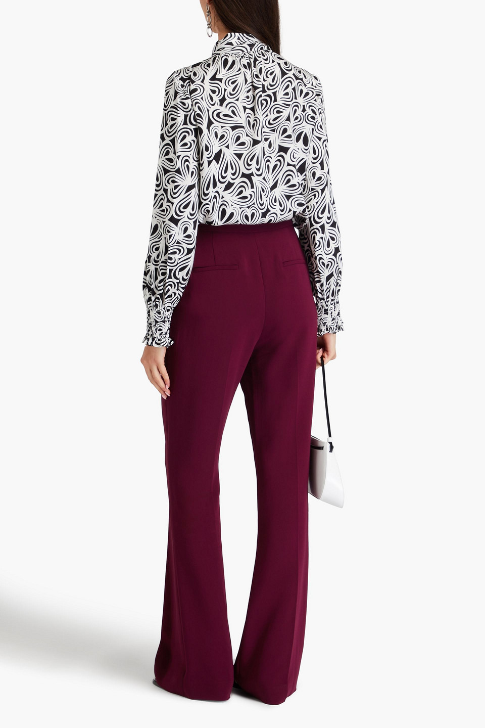 Shop Diane Von Furstenberg New Tina Pussy-bow Printed Ecovero™-blend Satin Blouse In White