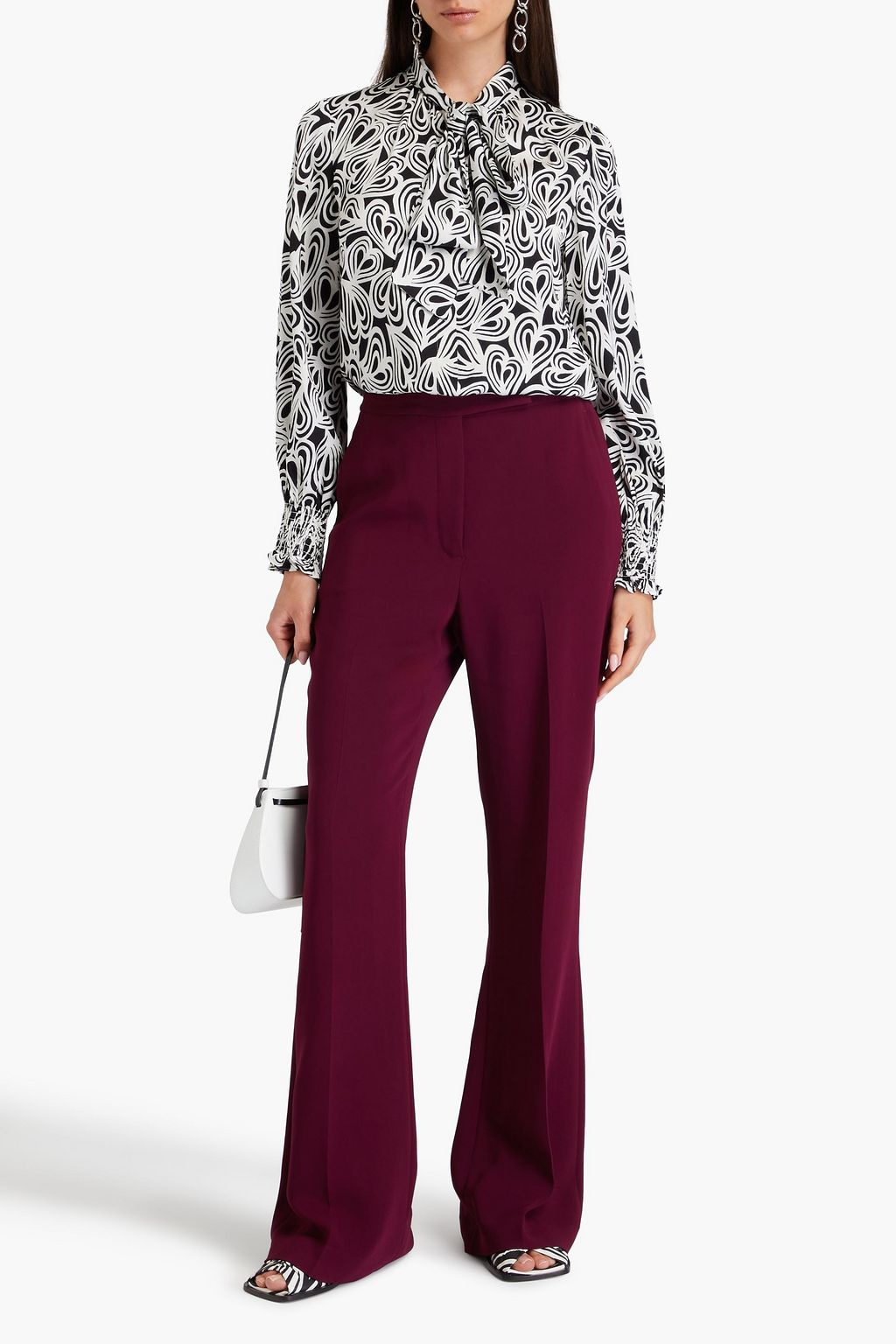 DIANE VON FURSTENBERG New Tina pussy-bow printed ECOVERO™-blend satin blouse