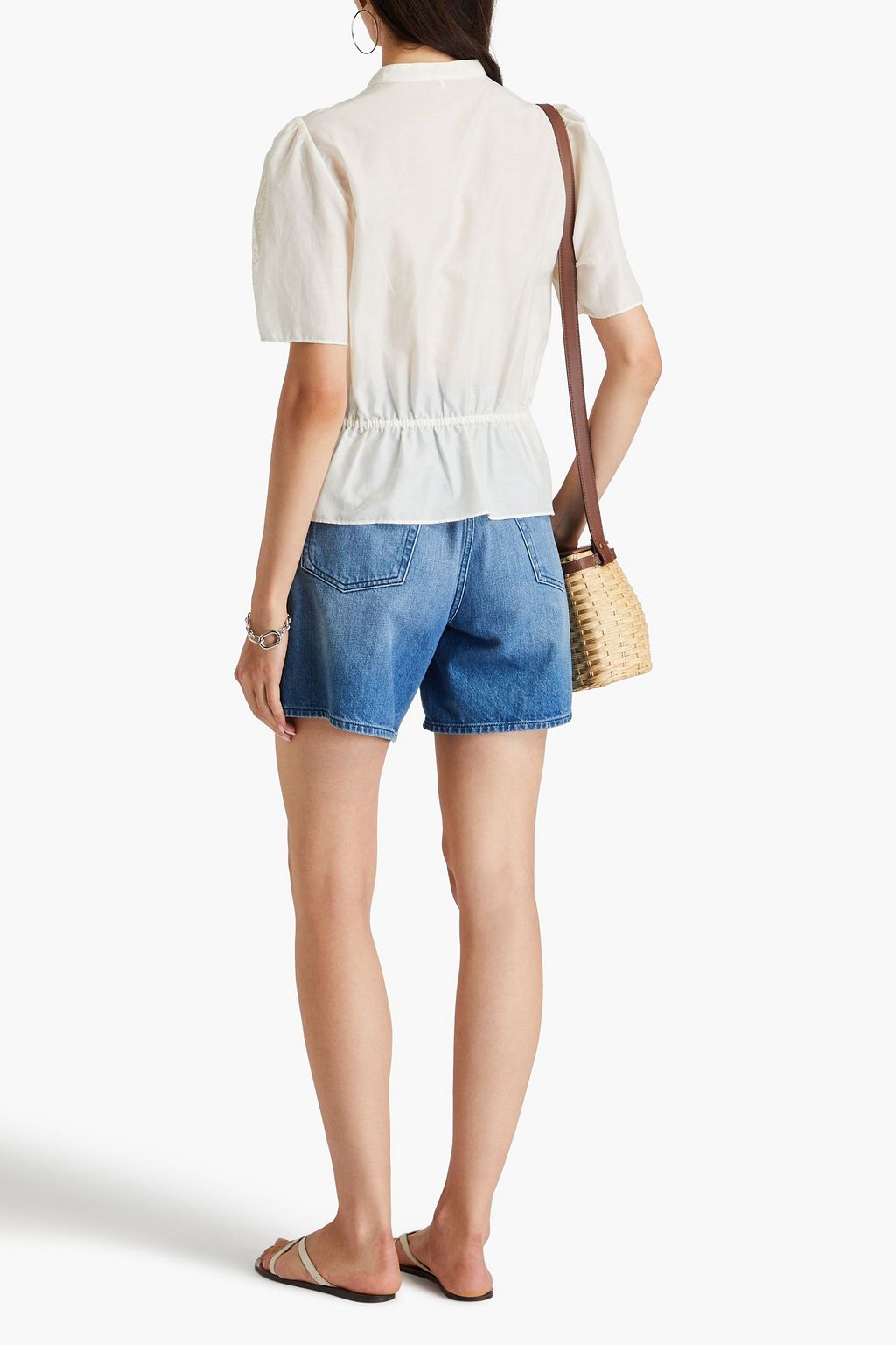 FRAME Lace-trimmed cotton and silk-blend voile blouse