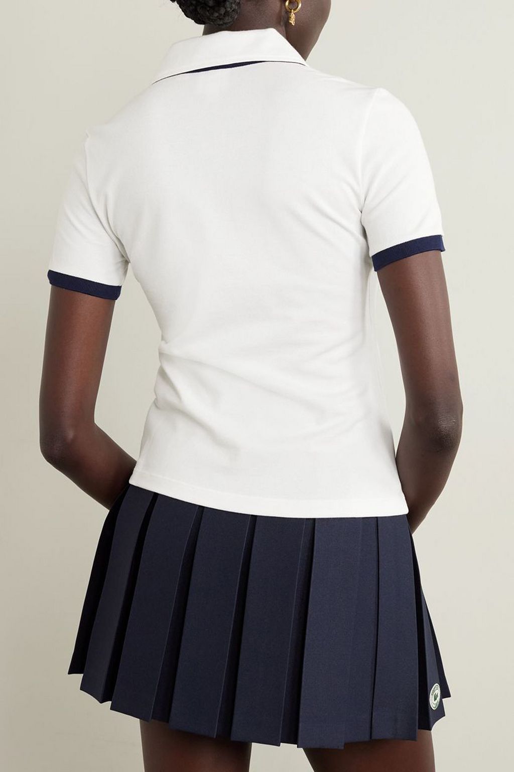 LACOSTE X SPORTY & RICH コットン混ピケ ポロシャツ アップリケ付き