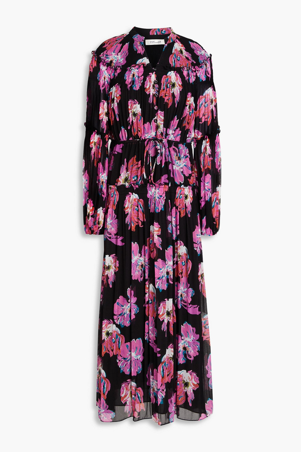 Diane Von Furstenberg Link Floral-print Georgette Midi Dress In Pink
