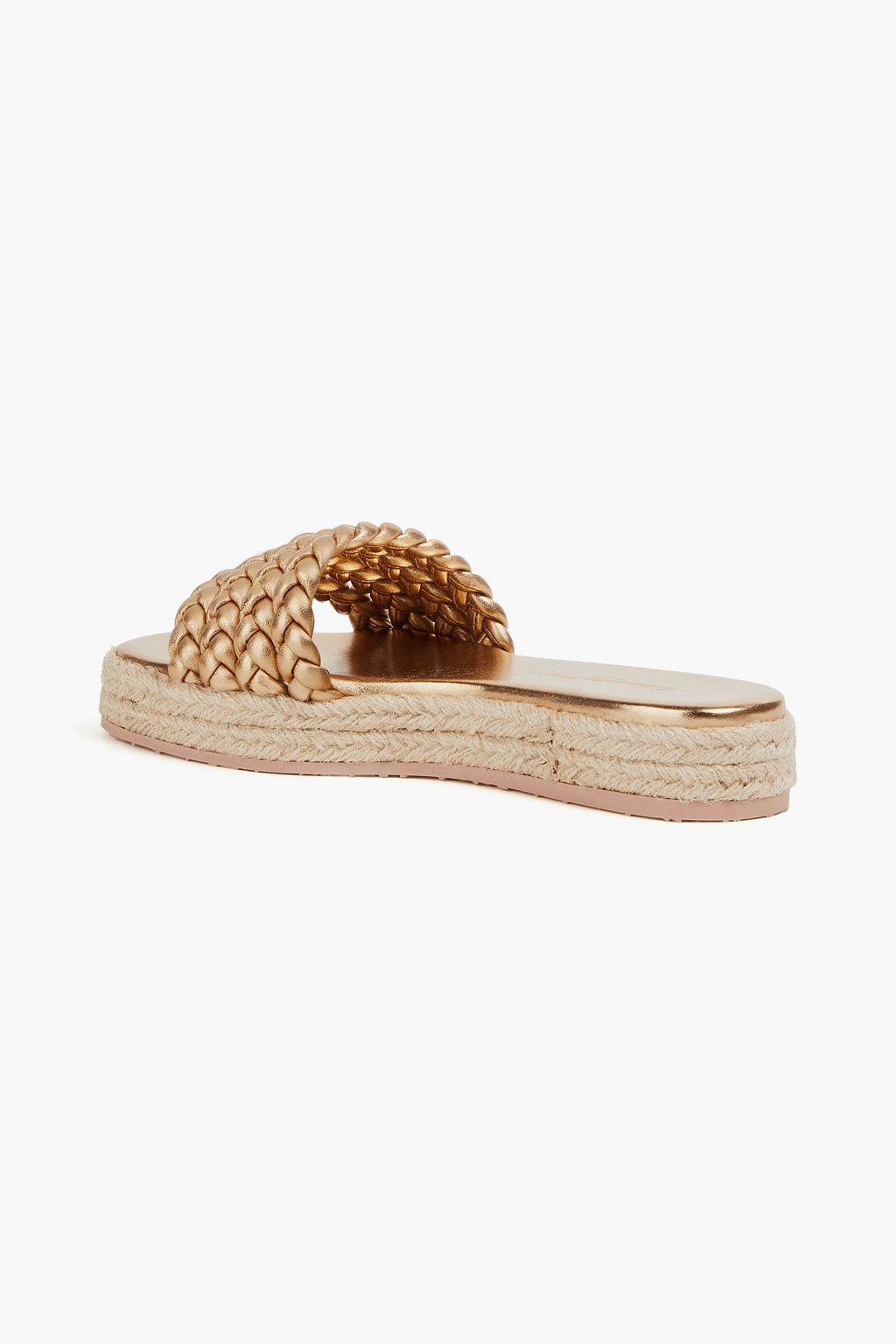GIANVITO ROSSI Marbella braided metallic leather espadrille slides