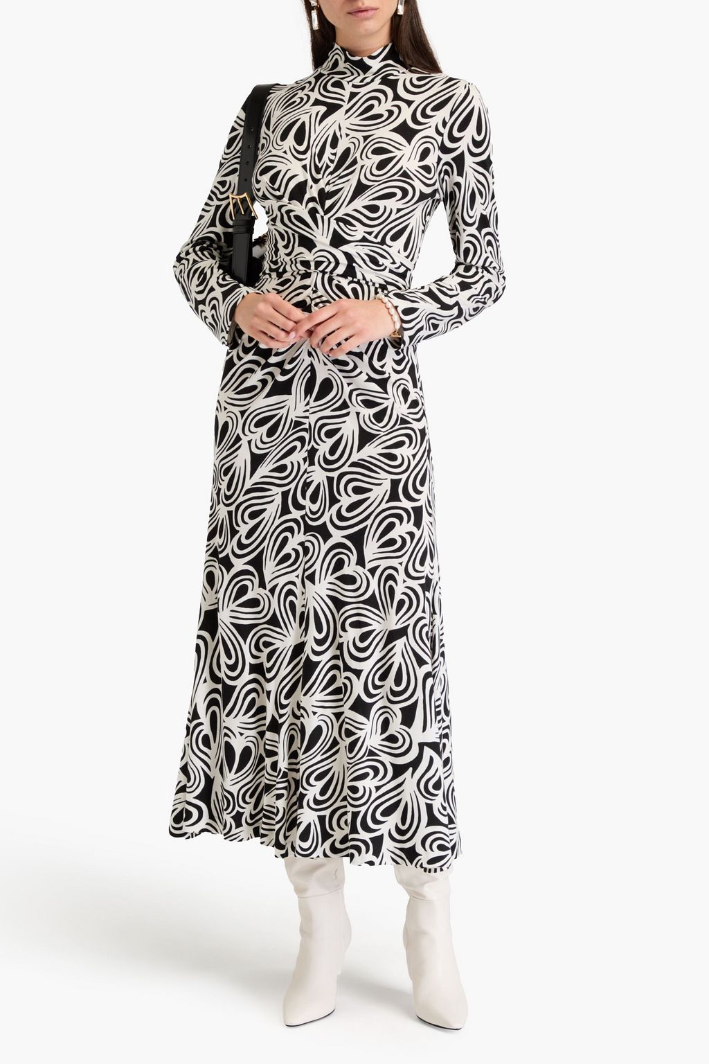 DIANE VON FURSTENBERG リヨセル&ウール混ジャージー ミディワンピース プリント入り