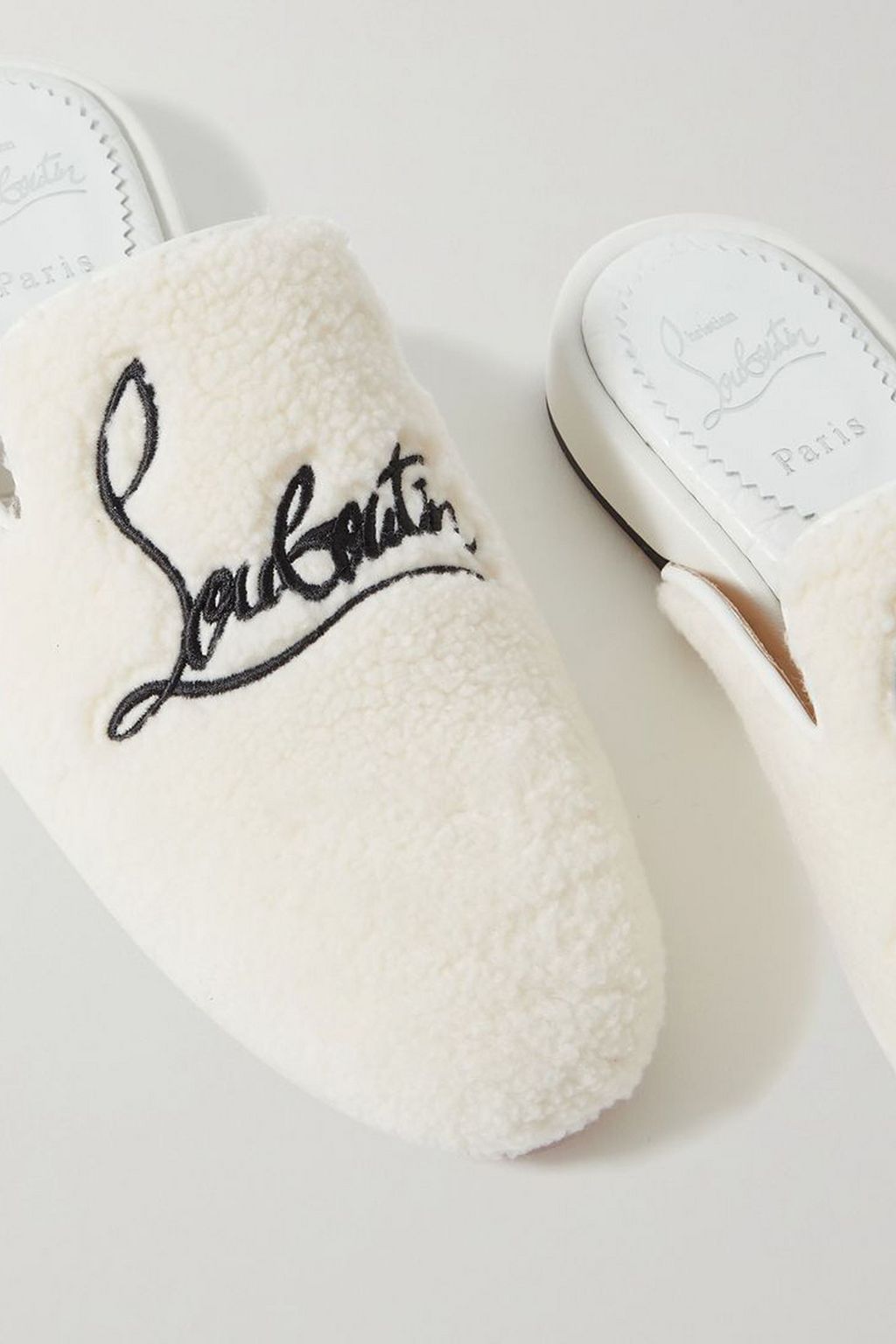 CHRISTIAN LOUBOUTIN سليبرز Navy Coolito Donna من الصوف الناعم مطرّز بشعار العلامة