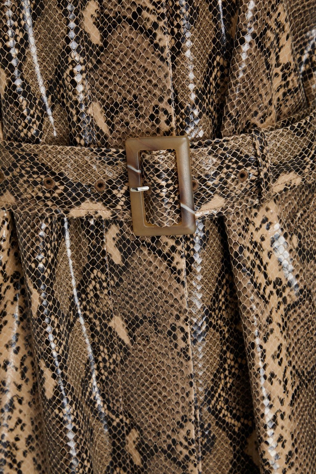 REJINA PYO Oona belted faux snake-effect leather trench coat