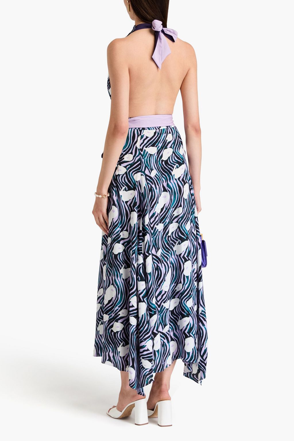 DIANE VON FURSTENBERG Mattia belted printed crepe halterneck maxi dress