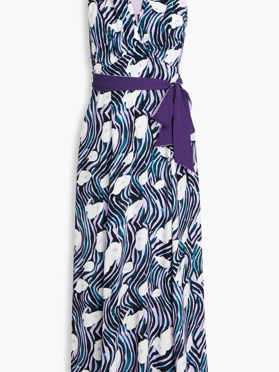 mattia belted printed crepe halterneck maxi dress