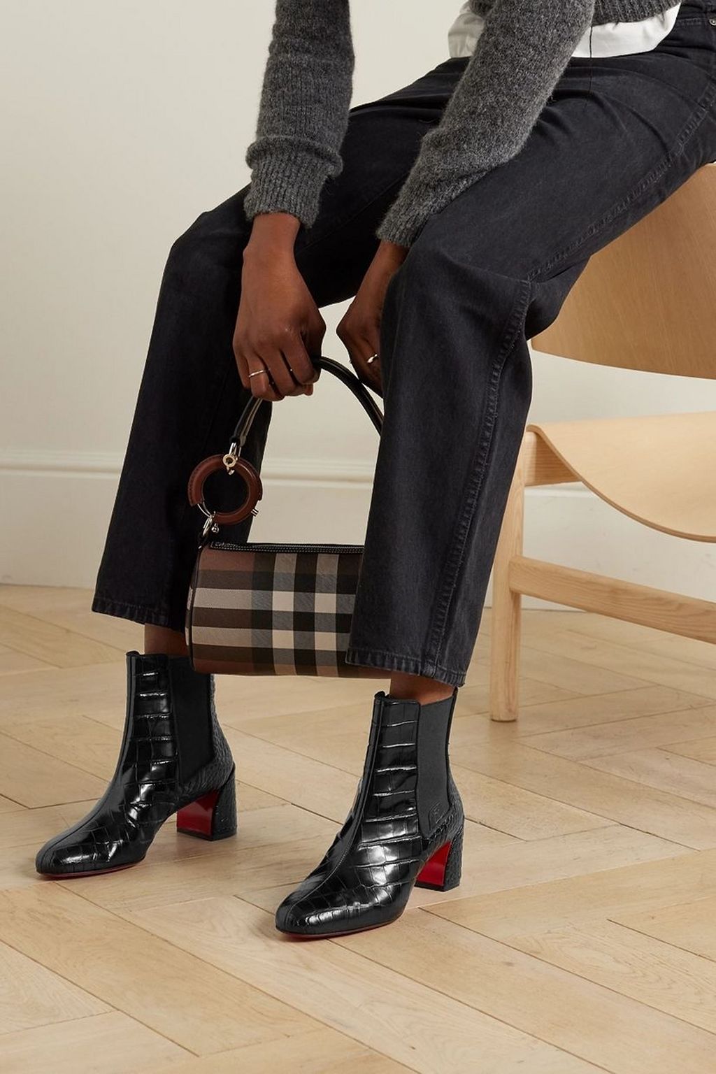 CHRISTIAN LOUBOUTIN Turelastic 55 croc-effect patent-leather Chelsea boots