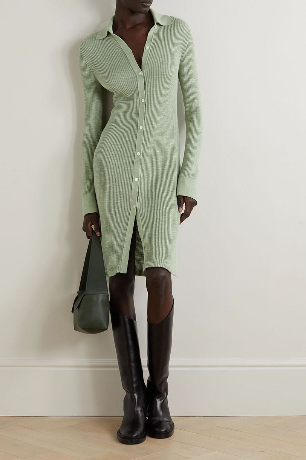 THEORY Ribbed cotton-blend shirt dress