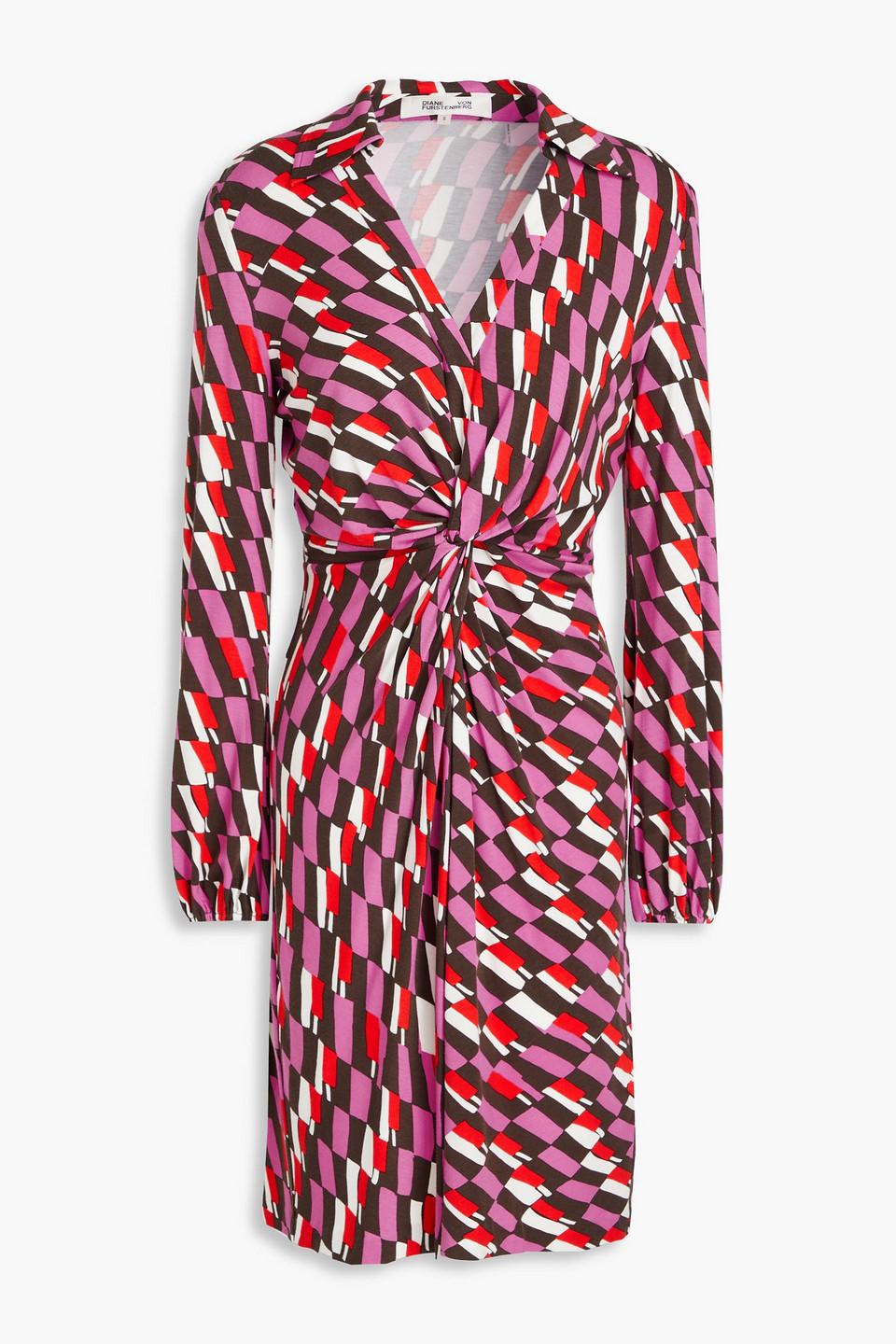 Diane von Furstenberg - Chuck twisted printed jersey mini dress - Pink - M