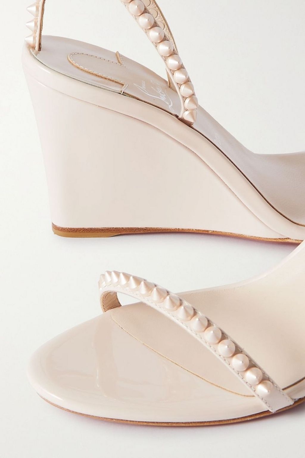 CHRISTIAN LOUBOUTIN So Me 85 studded patent-leather wedge sandals