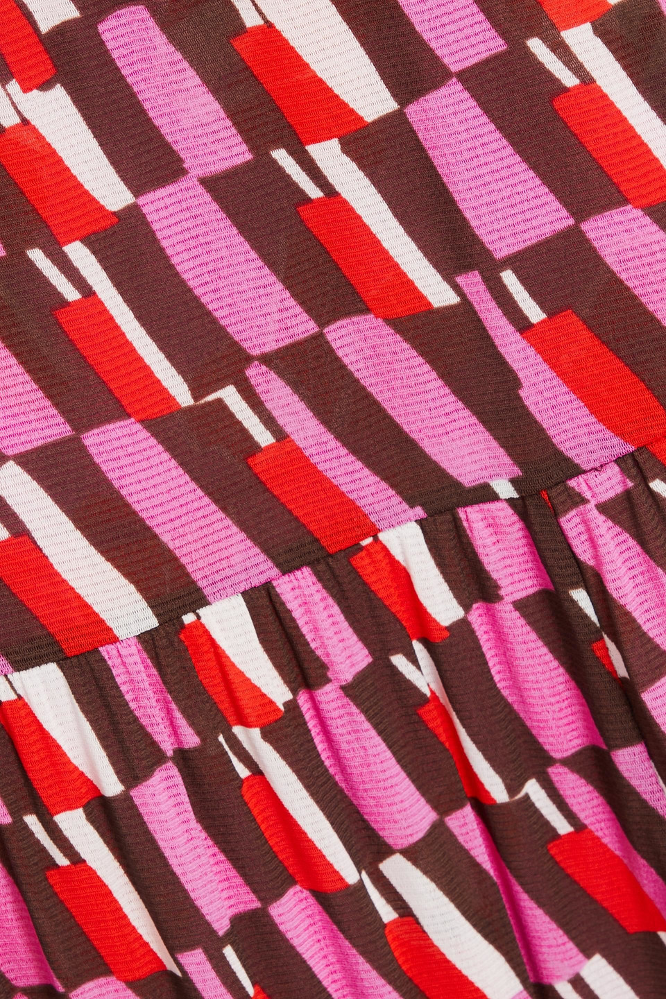 DIANE VON FURSTENBERG AUSTRIA REVERSIBLE TIERED PRINTED STRETCH-MESH MAXI SKIRT