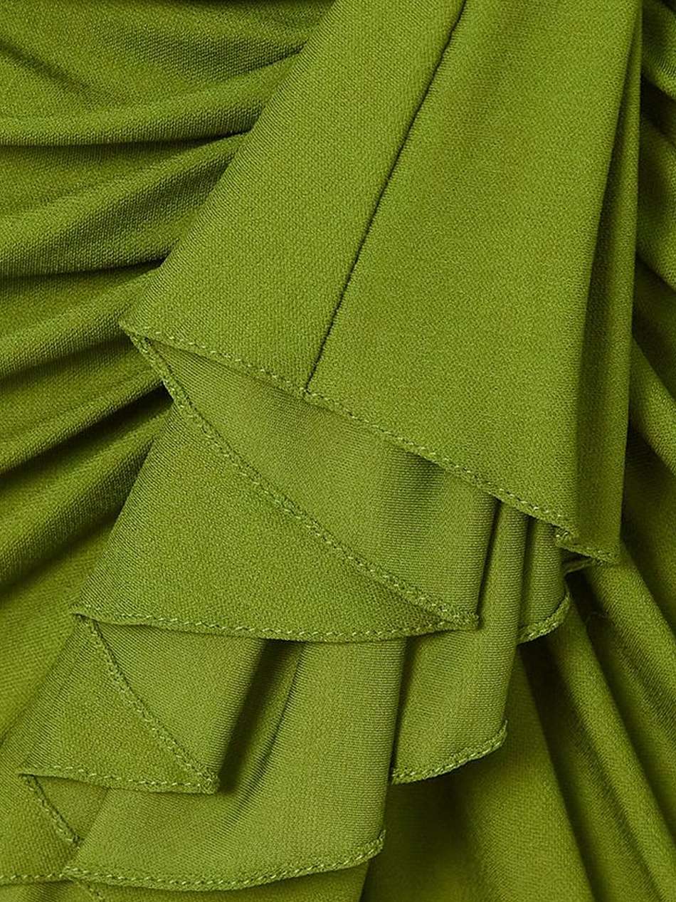 ruffled ruched stretch-crepe maxi dress