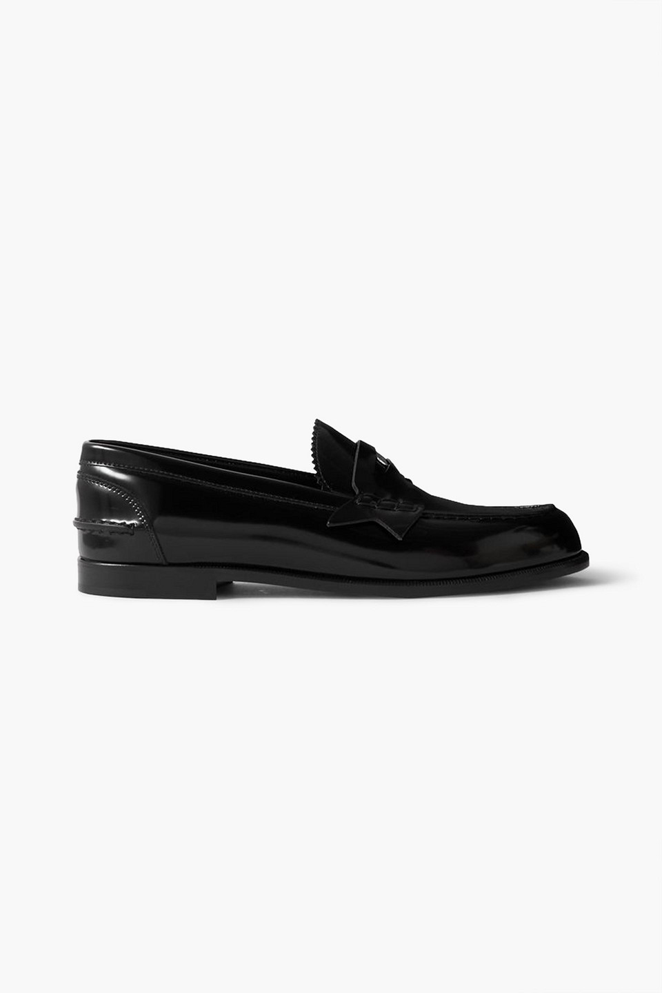 Christian Louboutin Flat Leather Red Sole Loafers In Black