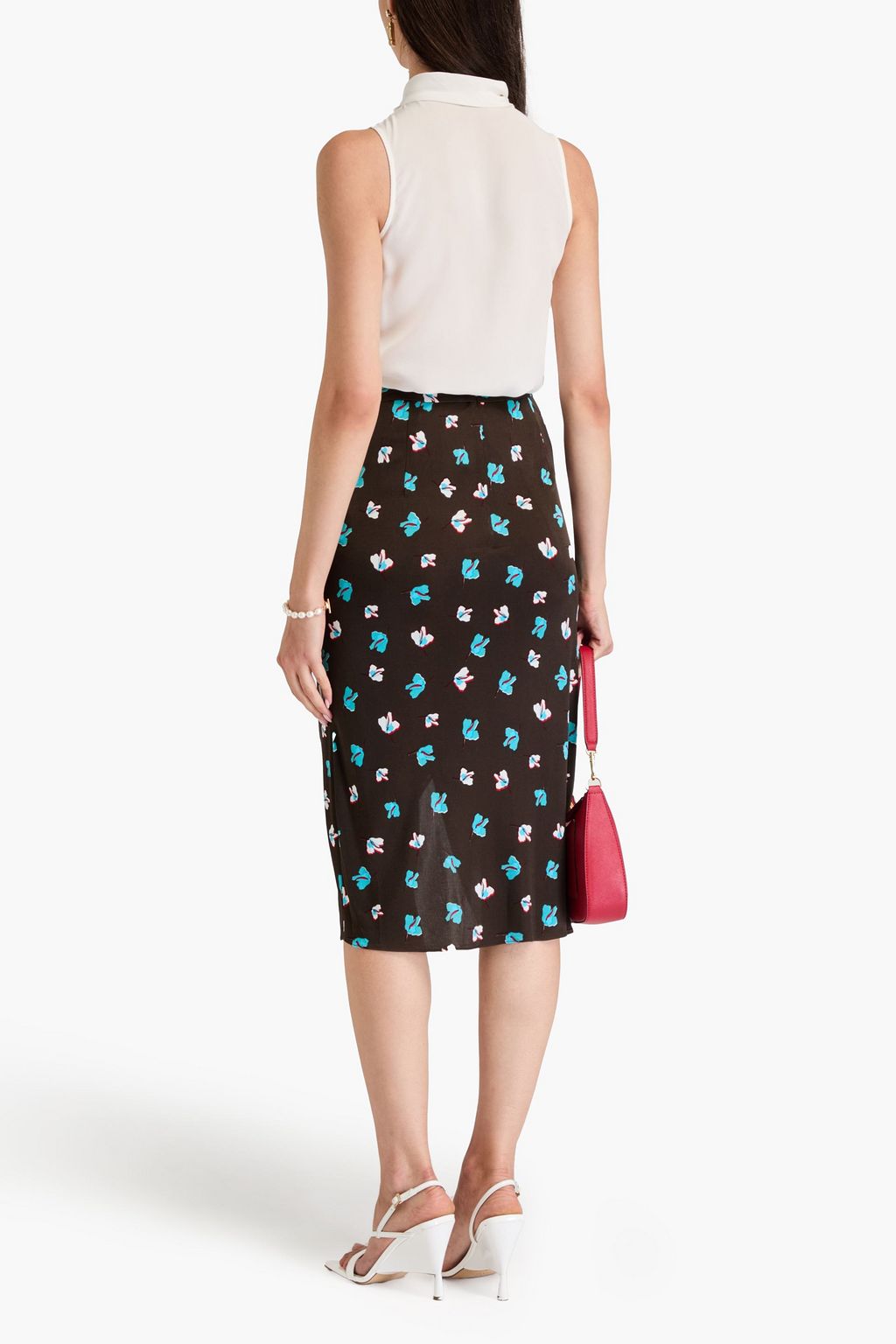DIANE VON FURSTENBERG Garcel wrap-effect floral-print satin-jersey midi skirt