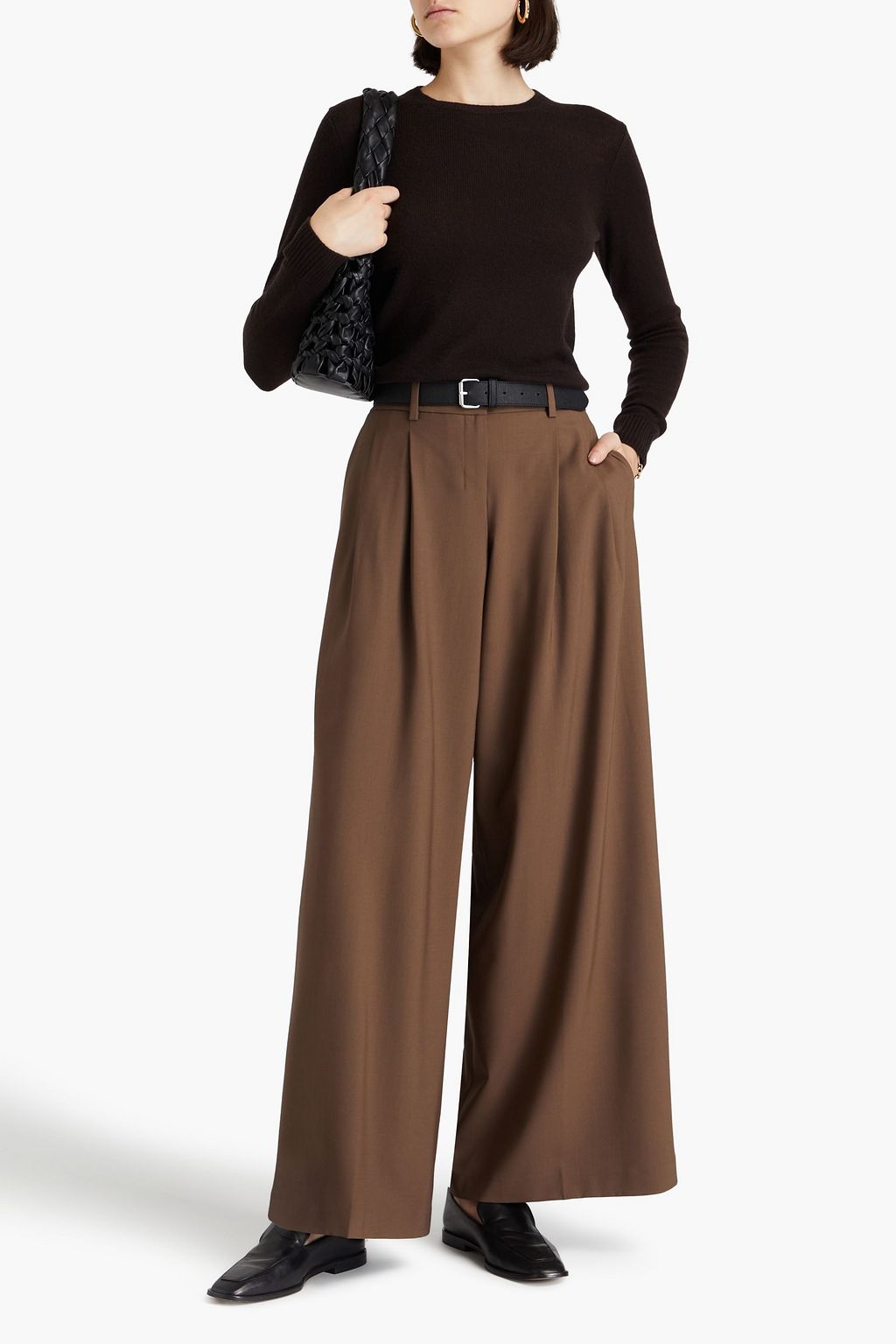 THEORY Pleated wool-blend wide-leg pants