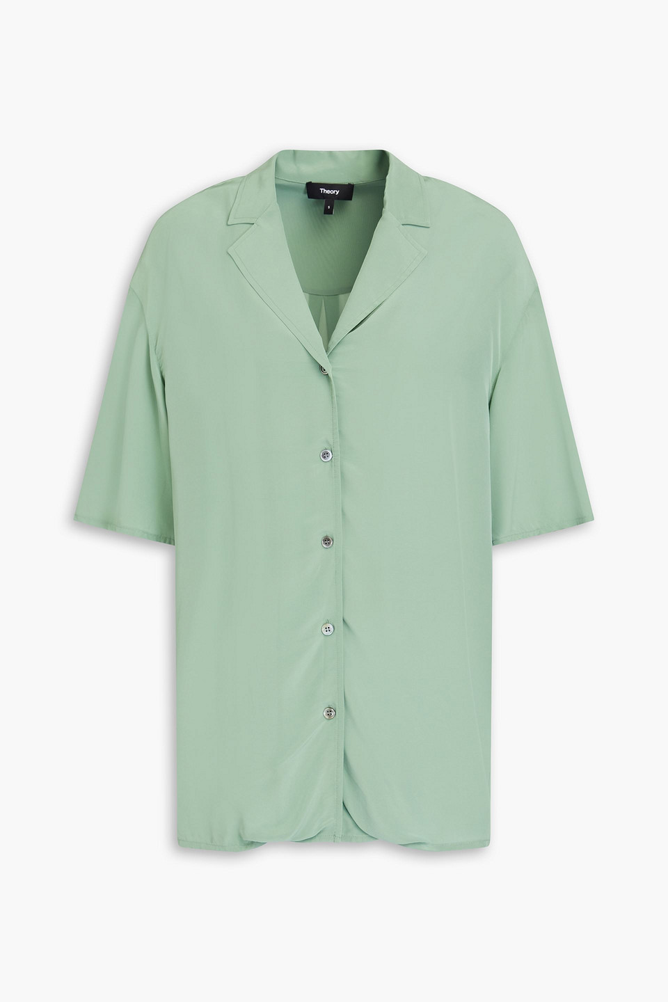 Theory Asymmetric Crepe Shirt In Sage Green