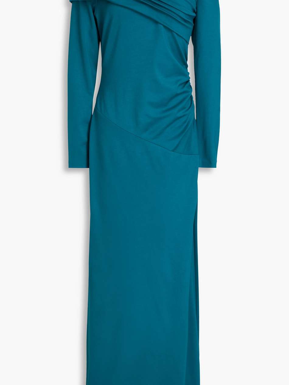 dolores asymmetric draped jersey maxi dress