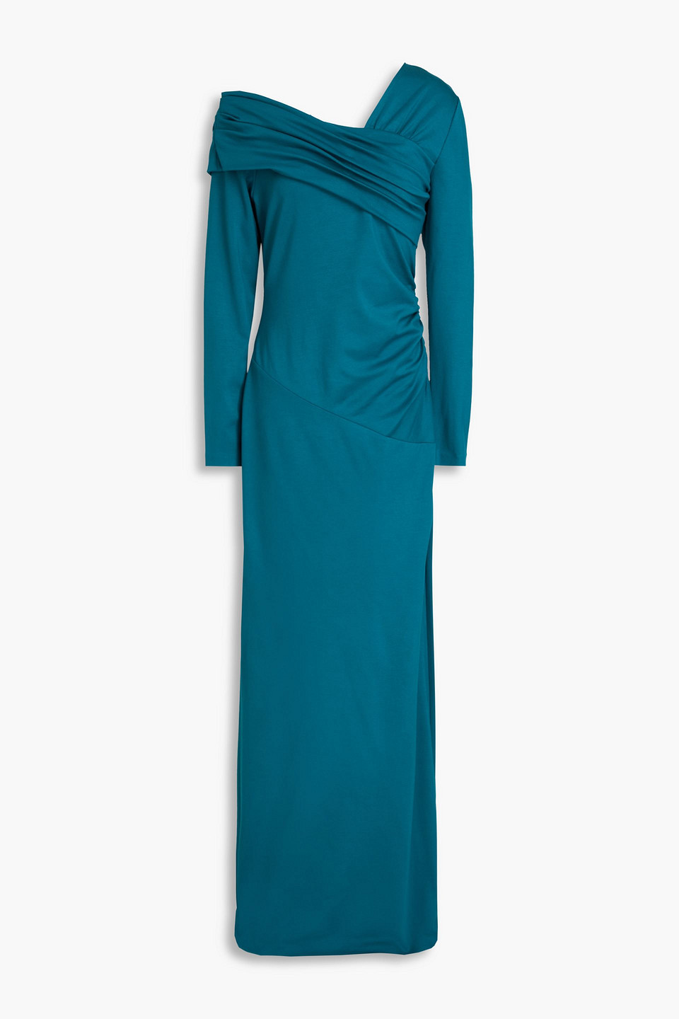 Diane Von Furstenberg Dolores Asymmetric Draped Jersey Maxi Dress In Teal