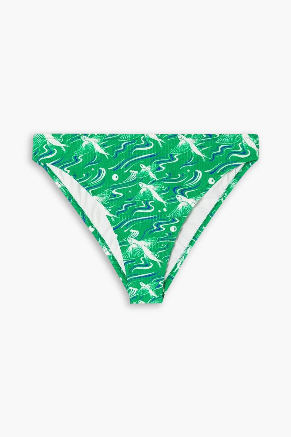 FISCH LORIENT RIBBED PRINTED STRETCH-ECONYL BIKINI BRIEFS