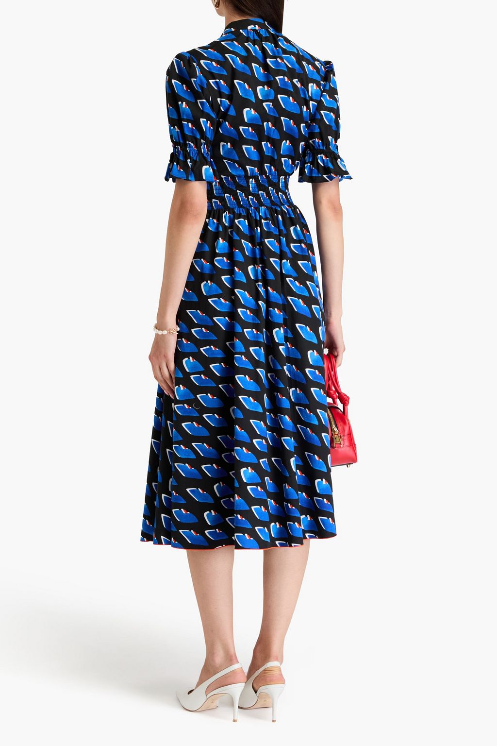 DIANE VON FURSTENBERG 프린트 코튼 혼방 포플린 미디 드레스