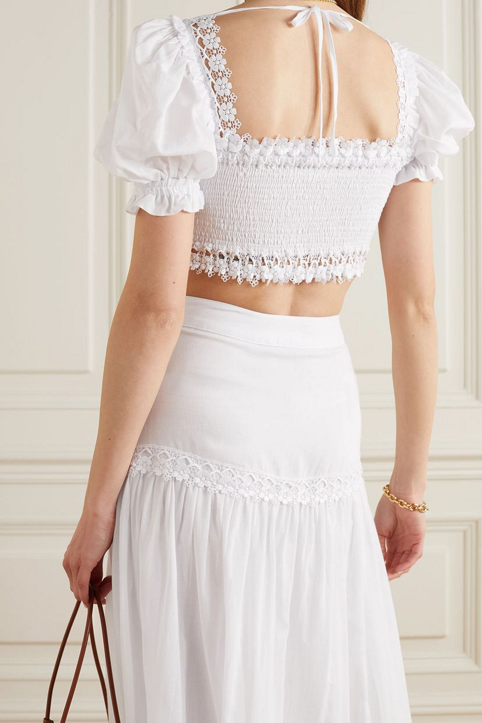  Charo Ruiz Ibiza - Judy Verkürztes Oberteil Aus Voile Aus Einer Baumwollmischung Mit Raffungen Und Häkelbesätzen - Weiß - Xs 